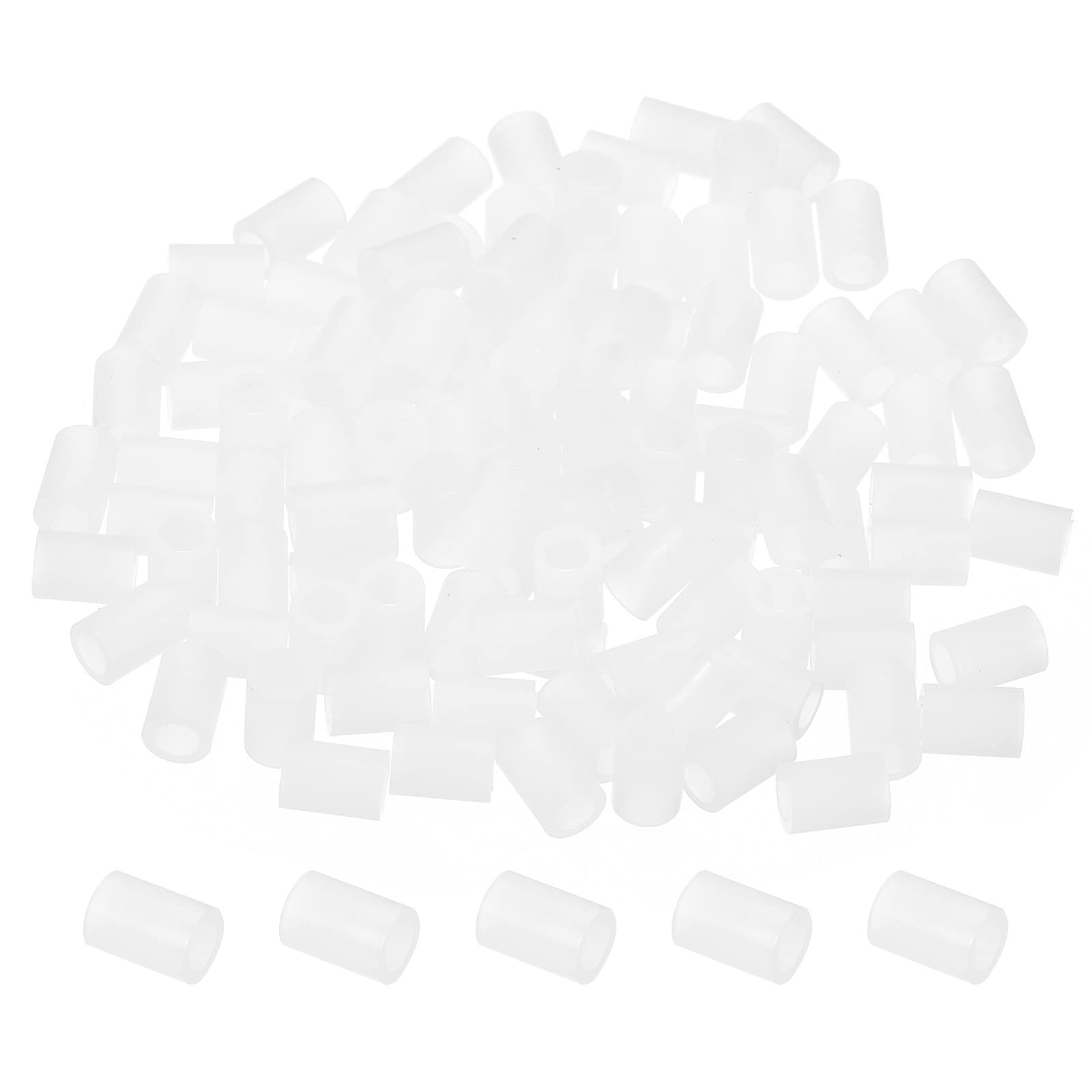 PATIKIL 3.2mm ID x 5mm OD x 7mm L Round Spacers Washers, 100 Pack Nylon Standoff Gaskets for M3 Hardware Screws Bolts for 3D Printer Electrical Outlet, White