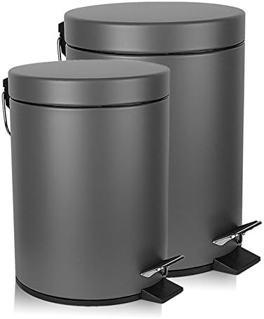 Malmo FE430035LG Set of 2 Foot Step Trash Cans for Home and Office, Gray