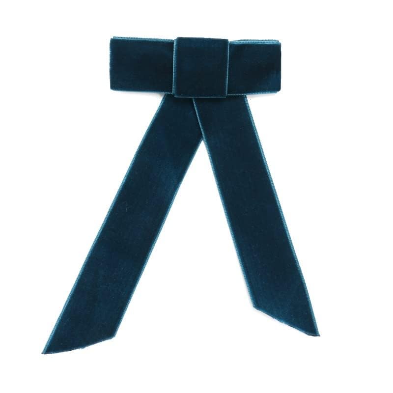 2 Pack Vintage Large Velvet Bow Hair Clip Women Hairpins Barrette Accessories For Women Girls Long Elastic Hair Tie Headwear Female Hair Accessories (Business Blue)