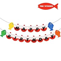 Yaaaaasss! Fishing Happy Birthday Bobber Banner Little Fisherman Kids Party Decoration