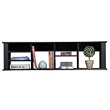 Topeakmart 48in Wall Mounted Floating TV Media Console Floating Desk Hutch Storage Cabinet Bookshelves with 7 Storage Compartments