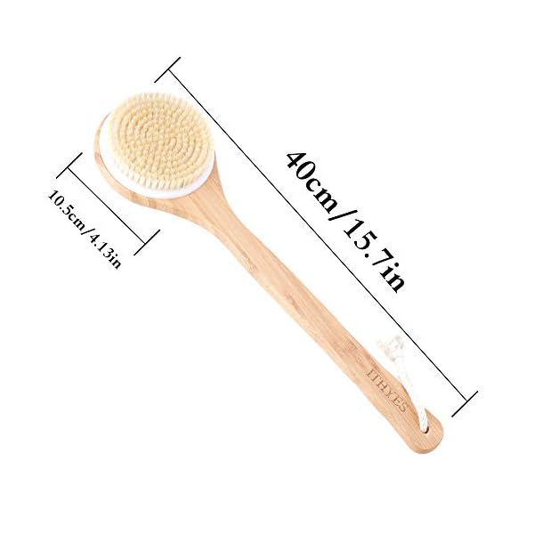 Ithyes Body Brush Dry Brushing Back Scrubber Shower Bath Brush Bamboo Wood Long Handle Natural Bristles exfoliating…