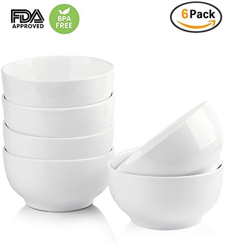 4.5 Inch White Porcelain Bowls,OAMCEG Set of 6 10-Ounce Ceramic Bowl for Cereal, Salad, Dessert,Rice,Soup - Oven Safe/Dishwasher Safe