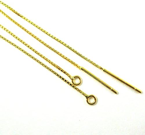 Earring Findings, Gold over Sterling Silver Ear Thread, Long Dangle Threader Earrings-(8 pcs - 4 pairs) (80mm, Gold)