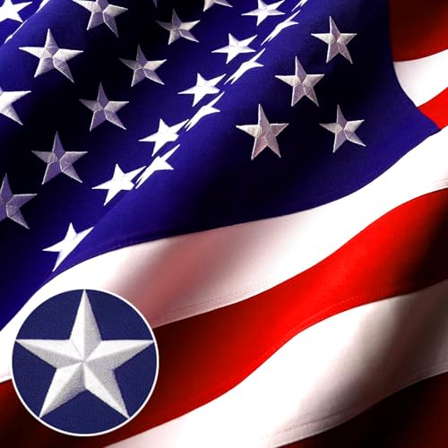 DERJLY American Flag 3x5 Ft Outdoor: All Weather High Wind US Flag Duty Heavy Tearproof Spun Polyester Sided Embroidered Star Brass Grommets Waterproof Tough
