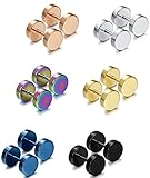 Jstyle Jewelry 6 Pairs Stainless Steel Mens Womens Stud Earrings Ear Plugs Tunnel