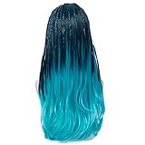 Netgo Kids Children Teal Mixed Blue Cosplay Wigs Halloween Costume Braids Wigs