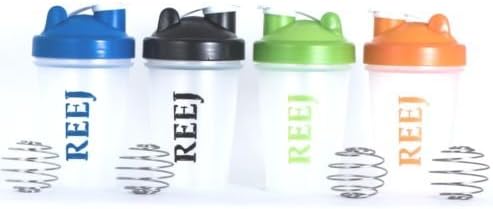REEJ Protein Shaker With Wire Mixer Ball 14 Oz / 400 ML Brand New (Black)