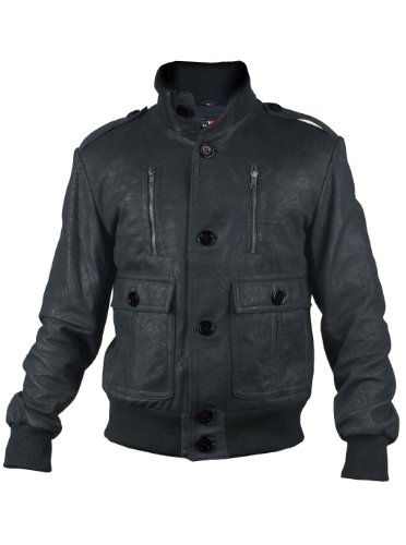 FactoryExtreme Airtronic Mens Black Bomber Leather Jacket, XXX-Large, Black