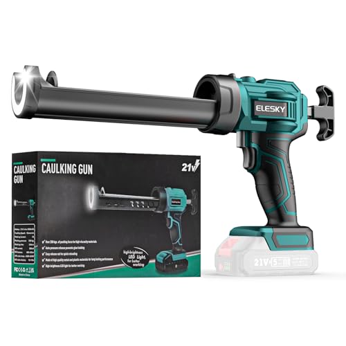 ELESKY Battery Cartridge Gun 18 V, Compatible with Makita 18 V Batteries, Electric Cartridge Gun with Anti-Drip, LED Light, 4 Speeds, Silicone Gun Battery for 300-310 ml Cartridges, without Battery