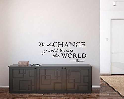 LUCKKYY Inspirational Wall Decals Quotes,Word Wall Sticker Quotes,Motivational Wall Decal,Family Inspirational Wall Art Sticker (Be Change-Black)