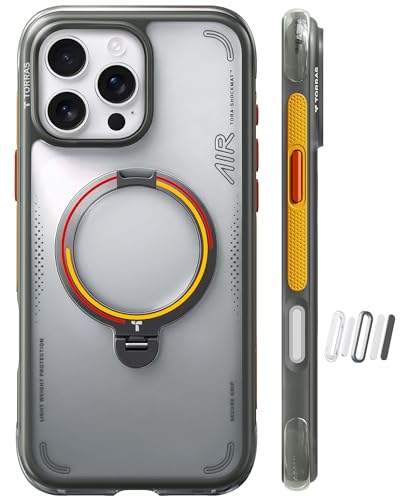 TORRAS Q3 Air 2026 Fußball Limitierte Auflage für iPhone 16 Pro hülle mit echtem Airbags Doppelter Schutz & 360° Magnetischer Robust Ständer, Iron