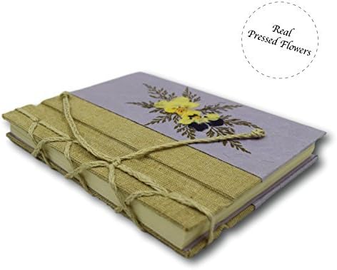 Real Pressed Flower Violet Journal with Yellow Pansy by MyPapermake