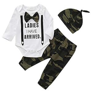 puseky pasgeboren baby jongens gentleman strik outfits letters lange mouw romper pant hoed kleding set