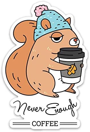 Coffee Addict Squirrel Vinyl Sticker for Coffee Lovers