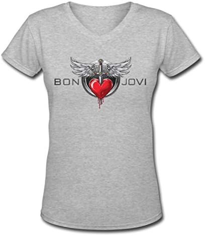 Bon Jovi The Real Album Hot Women's V Neck T Shirt M