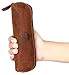 RUSTIC TOWN Leather Pencil Case - Zippered Pencil Pouch For Work & Office (Small, Brown)