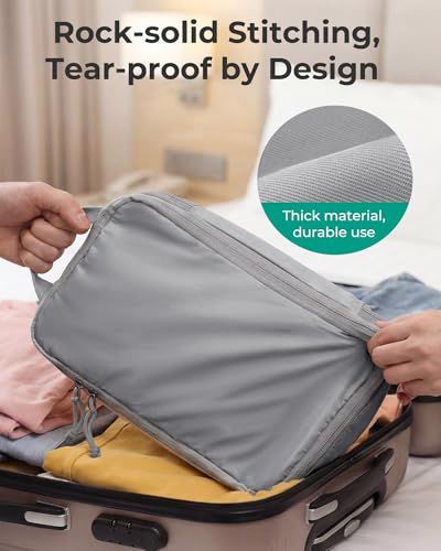 BAGSMART 6 Set Compression Packing Cubes, Lightweight Vacation Travel Essentials, Travel Accessories for Suitcase Organizer Bags Set, Durable Luggage Organizer Travel Bags