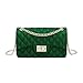 Women Shoulder Bag Jelly Clutch Handbag Quilted Crossbody Bag with Chain (Green S)