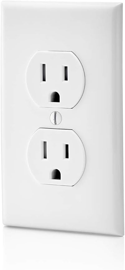 Leviton T5320-WMP M22-Straight Blade Tamper Resistant Duplex Receptacle, 125 V, 15 A, 2 Pole, 3 Wire, 10 pack, White - - 