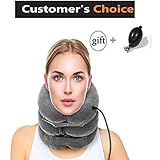 Hodilu Cervical Neck Traction Device - Pain Relieving Remedy Chronic Neck & Shoulder Alignment Pain - Inflatable & Adjustable Neck Stretcher Collar+ Pump Bonus