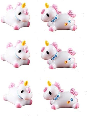 MONLAIEYLIU 6 Pcs Cute Resin Unicorn Miniature Mini Unicorn Figurine Fairy Garden Dollhouse Decor Micro Landscape Decor