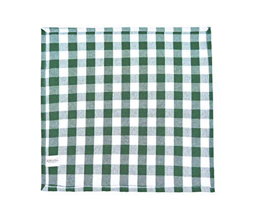 Buffalo Check Napkins - Green Napkins Cloth Cotton - Plaid Dinner Napkins Cloth - Checked Dinner Napkins - Plaid Napkin - Kitchen Napkins Cotton - Checked Napkin Set of 6 (18x18), Green and White