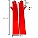 SAVITA Red Satin Elbow Gloves, One Size (Fits Most), Women's Party Gloves, 21 Inch Length