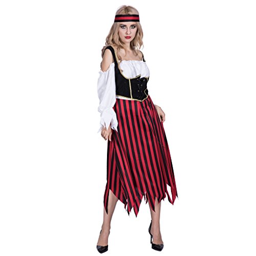 EraSpooky-Pirata-Donna-Adulto-Costume-Bucaniere-a-Righe-Caraibi-Vestito