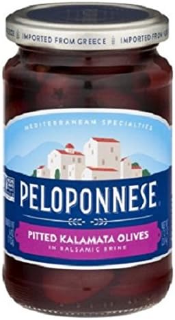 Peloponnese Mediterranean Specialties Gourmet Black Olives, Pitted Kalamata , 11.1 oz