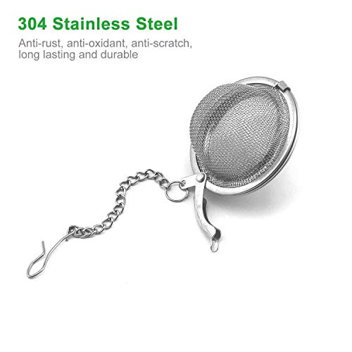 12Pcs Stainless Steel Tea Ball Mesh Tea Infuser Strainers Premium Tea Filter Tea Interval Diffuser with Extended Chain Hook for Brew Loose Leaf Tea and Spices & Seasonings