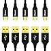 JUNING Micro USB Cable Nylon Braided Android Charging Cable Data Syncing Cord Fast Charging Cable 5PACK 1FT/3.3FT/2x6.5FT/10FT for Samsung Galaxy S7 Edge/S7/S6/S4/S3, HTC/Motorola/MP3 and More