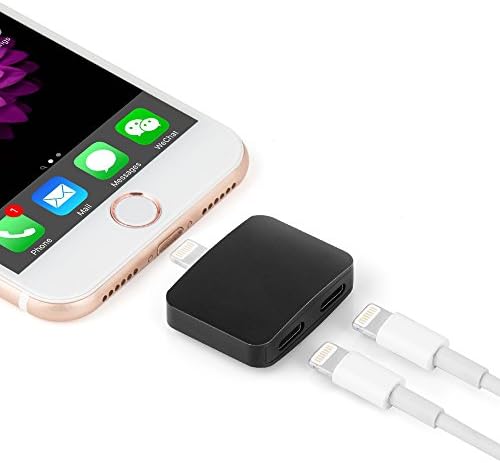 Egrace iPhone 7 Adapter & Splitter, Headphone Lightning Splitter Audio and Charger Adapter for iphone 7 Plus with Charge and Call Function Compatible for iOS 11 or Later (Black)