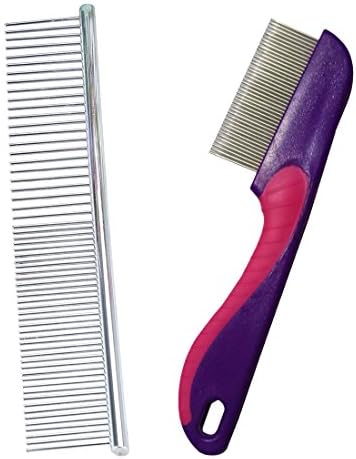 SONKI Pet Grooming Combs And Brushes Clippers Pet Combs For Dogs And Cats And Pet Flea Comb (purple, The package contain 2 products)