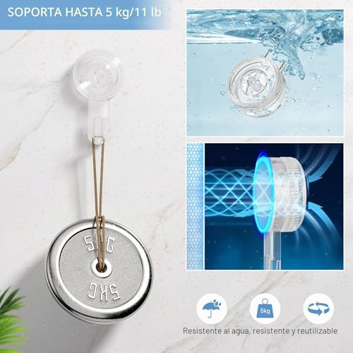 Luxear Ganchos Ventosa de Baño para Toallas 6 Piezas Colgador Ventosa para Toallas Albornoz, Perchero Ventosa Giratorio, Percha Ventosa Resistentes para Cocina Baño Pared Azulejos Vidrio, Transparente | Rotating Suction Cup Hanger for Towels, Bathrobe, Heavy Duty Hanger for Kitchen Bathroom Wall Tiles Glass, Transparent
