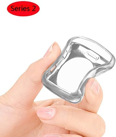 Apple Watch Case,Heyroy Resistant Flexible Soft, TPU Screen Protector All-around Protective Ultra-thin Case for Apple Watch Series 2 38MM 42MM (Silver, 38MM)