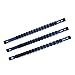 ABN Blue Aluminum SAE Socket Holder Rail 3-Piece Set – 1/4in, 3/8in, 1/2in Socket Rails and 16 Clips Tool Organizer