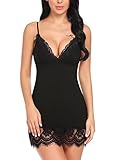 ADOME Women Chemise Nightie Sexy Nightgown Lace Irregular Sexy Nighty Full Slip Babydoll Sleepwear