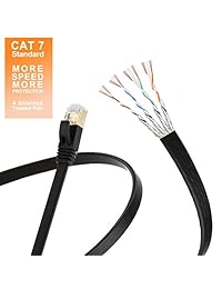 Cable ethernet CAT7 plano de par trenzado apantallado (STP), 100Ft Blk