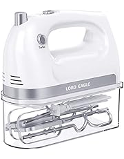 Lord Eagle Hand Mixer Electric, 400W Power handheld Mixer for Baking Cake Egg Cream Food Beater, Turbo Boost/Self-Control Speed + 5 Speed + Eject Button + 5 Stainless Steel Accessories (With Box)