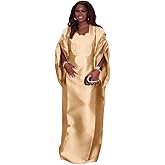 HD African Style Bell Sleeves Bubu Dress for Woman Fashion Embroidery Gown One Size