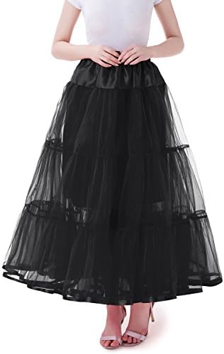 Tsygirls Women's Long Wedding Gown Petticoat Slips Underskirt for Formal Dress Black