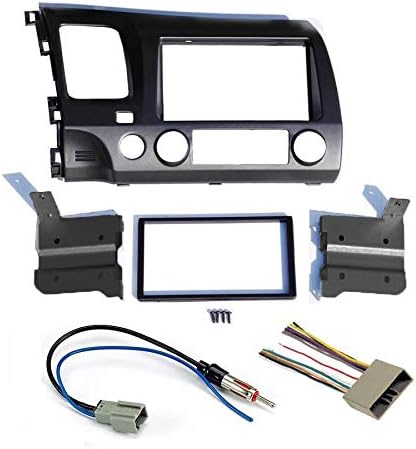 Amazon Com Dark Grey Aftermarket Radio Stereo Double Din Install Installation Dash Kit With Wiring Harness And Antenna Adapter Compatible With Honda Civic 2006 2011 Car Electronics