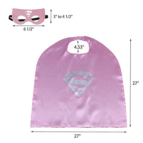 Superhero Cape and Mask for Kids Costume and Dress Up - Best Gifts (Pink and Purple)