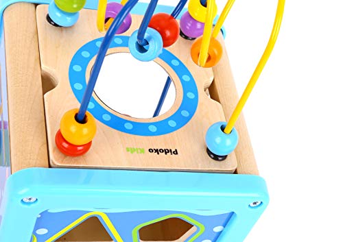 Pidoko Kids Sea Theme Activity Cube for Toddlers - Wooden Toy for 18 Months and up Boys and Girls