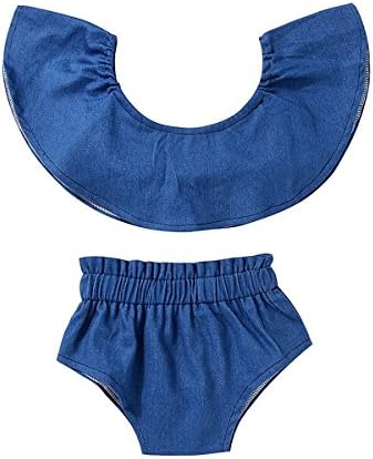 Fantasysy 2017 Baby Girls Blue Off Shoulder Tube Top+ Shorts 4 Pcs Outfits Sets Baby Girl Clothes