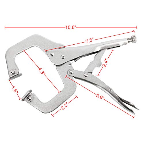 YaeGarden 11'' C Clamp Locking Pliers Vise Grip Adjustable w/Swivel Pad (5)