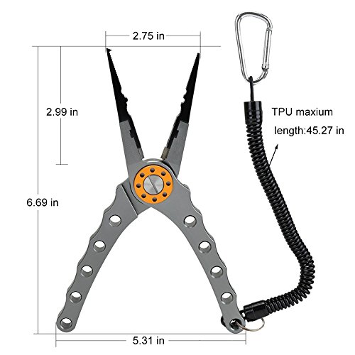 Fishing Pliers with Sheath and Lanyard for Removing Hook, Cutting Line and Pulling Strip, Aircraft Grade Aluminum Material, Rustproof Portable and Durable Design - Thumbnail 2
