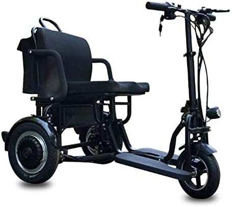 KASIQIWA Portable Folding Electric Tricycle, Aluminum Alloy Lightweight Lithium Battery 10 inch Solid Tire Mini Tricycle for Old Ages