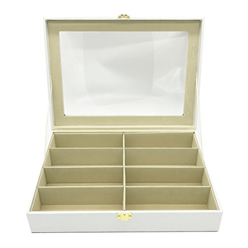 UnionPlus 8-Slot Eyeglass Sunglass Glasses Organizer Collector - Crocodile Faux Leather Storage Case Box (White Croco) - Thumbnail 7